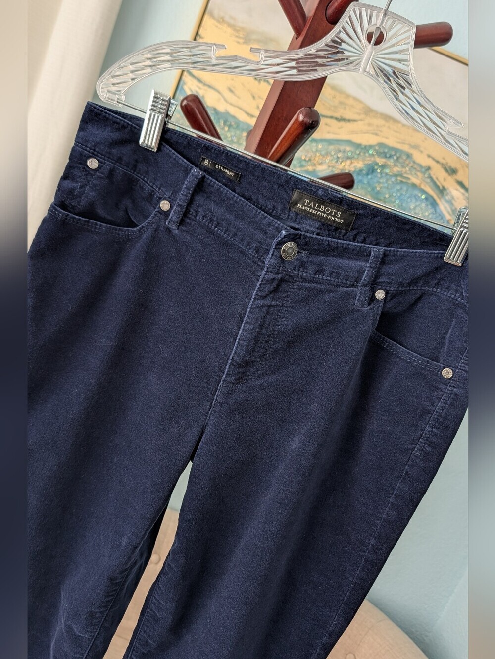 Talbots Flawless Five-Pocket  Dark Navy Corduroy Pants Sz 8 Straight